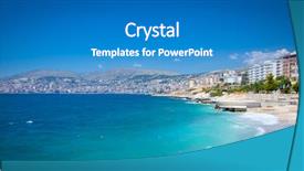  Presentation with albania - Presentation design with turquois - beautiful beach in saranda albania background and a  colored foreground