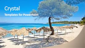  Presentation with footprints and sand beach - Audience pleasing PPT theme consisting of turquois - beautiful paradiso sand beach backdrop and a  colored foreground