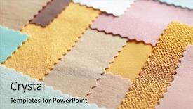  Presentation with colorful fabric - Slides enhanced with turquois - colorful fabric samples closeup background and a coral colored foreground
