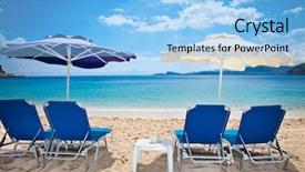  Presentation with beautiful skin and beach - Presentation theme consisting of turquois - deckchair on beautiful lichnos beach background and a light blue colored foreground