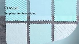  Presentation with dying of fabric - Theme featuring turquois - fabric samples on grey background background and a light blue colored foreground