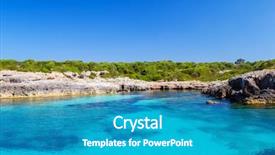  Presentation with island - Audience pleasing slide set consisting of turquois - menorca island south coast backdrop and a teal colored foreground