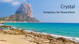  Presentation with mountain view - Presentation theme having turquois - national park penyal d'ifac mountain background and a  colored foreground