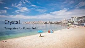  Presentation with albania - Cool new presentation with turquois - pablic beach in saranda albania backdrop and a  colored foreground