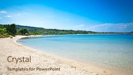  Presentation with sand - Beautiful PPT theme featuring turquois - paliouri sand beach on kassandra backdrop and a  colored foreground