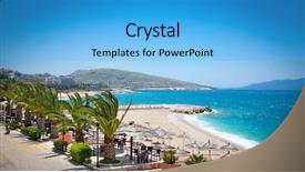 Presentation with albania - PPT layouts having turquois - sunshade umbrellas and deckchairs background and a light blue colored foreground