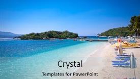  Presentation with albania - Cool new presentation with turquois - sunshade umbrellas and deckchairs backdrop and a light blue colored foreground