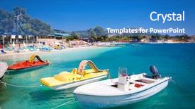  Presentation with albania - Amazing PPT theme having turquois - sunshade umbrellas and deckchairs backdrop and a teal colored foreground