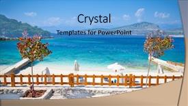  Presentation with albania - Amazing presentation theme having turquois - sunshade umbrellas and deckchairs backdrop and a light blue colored foreground