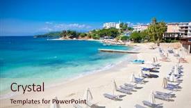  Presentation with albania - Beautiful presentation featuring turquois - sunshade umbrellas and deckchairs backdrop and a lemonade colored foreground