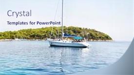  Presentation with yacht - Beautiful presentation theme featuring turquoise adriatic sea with yacht backdrop and a sky blue colored foreground