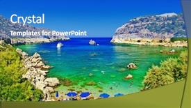  Presentation with turquoise - Presentation theme consisting of turquoise beaches of rhodes greece background and a cobalt blue colored foreground