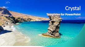  Presentation with turquoise beach - Presentation with turquoise beautiful beaches of greece background and a cobalt blue colored foreground