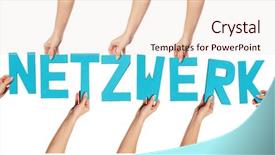  Presentation with turquoise - Amazing PPT theme having turquoise blue alphabet lettering spelling netzwerk held up over an isolated white background by female hands backdrop and a lemonade colored foreground