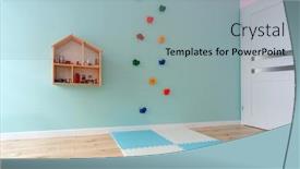  Presentation with children climbing - PPT theme enhanced with turquoise-children-playroom-with-climbing background and a light gray colored foreground