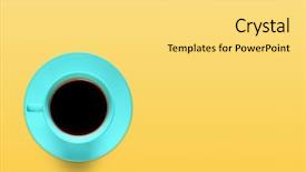  Presentation with pastel coffee - PPT theme enhanced with turquoise cup of coffee background and a yellow colored foreground