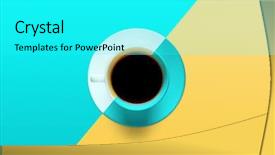 Presentation with yellow color - Slide set featuring turquoise cup of coffee background and a cyan colored foreground