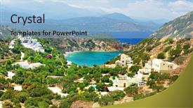  Presentation with lagoon - Colorful PPT theme enhanced with turquoise lagoon in mountains - crete backdrop and a light blue colored foreground