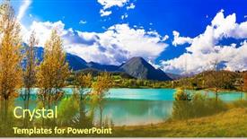  Presentation with beautiful spanish landscape costa blanca - Presentation featuring turquoise lake lago di castel background and a tawny brown colored foreground
