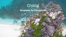  Presentation with paradise island - PPT layouts enhanced with turquoise sea and granite rocks background and a ocean colored foreground