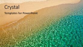  Presentation with turquoise beach - Beautiful presentation design featuring turquoise water washing up onto backdrop and a  colored foreground