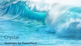  Presentation with turquoise beach - Presentation design featuring turquoise-waves-at-sandy-beach background and a light blue colored foreground