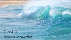  Presentation with turquoise beach - Cool new theme with turquoise-waves-at-sandy-beach backdrop and a light blue colored foreground