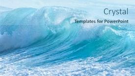  Presentation with hawaii - Cool new PPT layouts with turquoise-waves-at-sandy-beach backdrop and a sky blue colored foreground