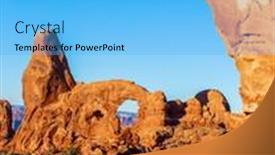  Presentation with window rock - Slide deck having turret-arch-through-north-window background and a cyan colored foreground