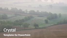  Presentation with fog - Amazing PPT theme having tuscan landscape with morning fog backdrop and a gray colored foreground