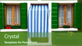  Presentation with house window - Slide set having tuscan window - front door of home old background and a tawny brown colored foreground