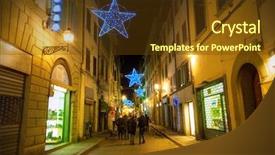  Presentation with christmas saferty - Theme enhanced with tuscan window - illuminated christmas street in florence background and a  colored foreground