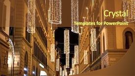  Presentation with christmas at the movies - Presentation theme having tuscan window - illuminated christmas street in florence background and a  colored foreground