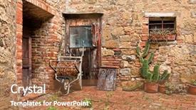  Presentation with architectural - Slide deck enhanced with tuscan window - old an architectural detail background and a coral colored foreground