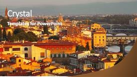  Presentation with bridges - Beautiful presentation theme featuring tuscan window - part of florence with bridges backdrop and a coral colored foreground