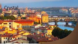  Presentation with bridges - Cool new PPT theme with tuscan window - part of florence with bridges backdrop and a light blue colored foreground