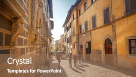  Presentation with independence italy - Slide deck featuring tuscan window - street in arezzo italy background and a  colored foreground