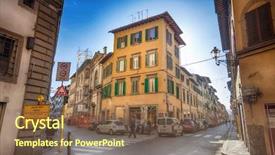  Presentation with italy - Colorful PPT theme enhanced with tuscan window - street in florence italy backdrop and a  colored foreground