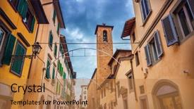  Presentation with independence italy - Slide set with tuscan window - street in florence italy background and a  colored foreground