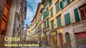  Presentation with italy - Cool new PPT layouts with tuscan window - street in florence italy backdrop and a tawny brown colored foreground