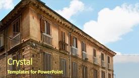  Presentation with old house - Audience pleasing PPT theme consisting of tuscan window - traditional italian old house backdrop and a  colored foreground