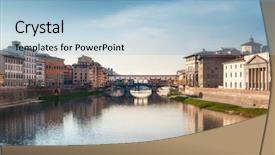 Presentation with italy - Presentation design consisting of tuscan window - view of ponte vecchio florence background and a light blue colored foreground