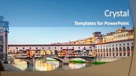  Presentation with italy - Presentation theme having tuscan window - view of ponte vecchio florence background and a  colored foreground