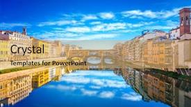  Presentation with italy - Audience pleasing PPT theme consisting of tuscan window - view of ponte vecchio florence backdrop and a yellow colored foreground