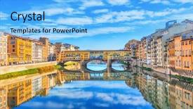  Presentation with italy - Presentation theme with tuscan window - view of ponte vecchio florence background and a  colored foreground