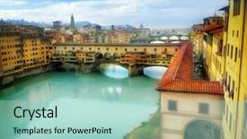  Presentation with italy - Slides having tuscan window - view of ponte vecchio florence background and a mint green colored foreground