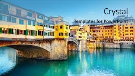  Presentation with italy - Audience pleasing presentation design consisting of tuscan window - view of ponte vecchio florence backdrop and a light blue colored foreground