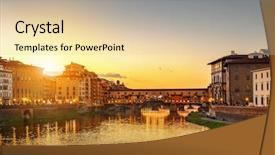  Presentation with italy - PPT theme having tuscan window - view of ponte vecchio florence background and a lemonade colored foreground