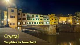  Presentation with night sky plane view - Presentation having tuscan window - view of ponte vecchio background and a  colored foreground