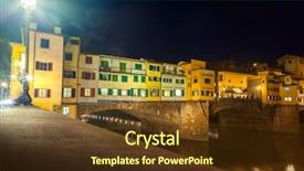  Presentation with night sky plane view - Cool new presentation theme with tuscan window - view of ponte vecchio backdrop and a tawny brown colored foreground
